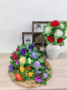 Искусственый шафран, 6 голов диаметром 7 см, высота букета 37, упаковка 20 шт, цвет микс